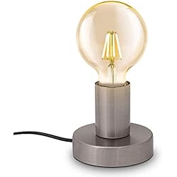 Lamparas De Mesita De Noche Modernas Amazon Moderna lámpara de mesa, casquillo E27, hasta máx. 60 W, lámpara de pie con enchufe e interruptor, lámpara de mesita de noche, lámpara de mesa, níquel mate, sin bombilla