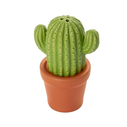 Fisura – Salero y pimentero original Set de sal y pimienta para la mesa con forma divertida Juego de salero y pimentero de cerámica. Salero de mesa (Cactus, verde)
