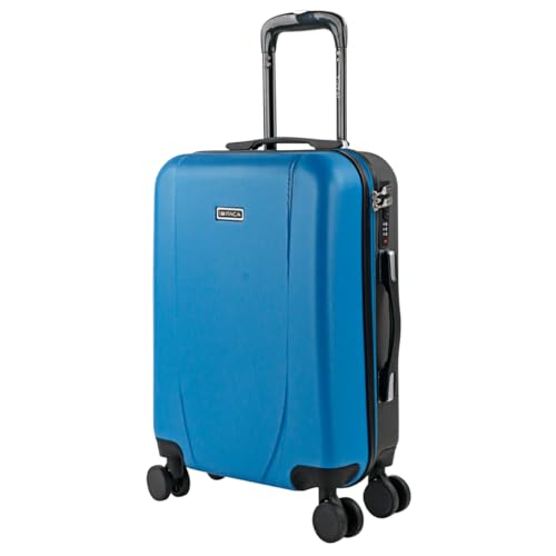 Itaca - Maletas De Viaje Cabina. Maleta Cabina 55x40x20 - Maletas De Cabina Con 4 Ruedas - Maletas De Viaje Pequeñas Ligeras. Trolley Cabina Equipaje De Mano. Maleta Cabina 71150, Azul-Antracita
