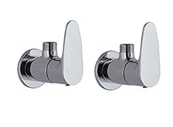 ASTER Valve/Angle Cock/Angle Valve/Stop Cock for Bathroom Faucets/Wash Basin Tap/Geyser Tap with Wall Flange(Chrome Plated, Brass)(Pack of 2)