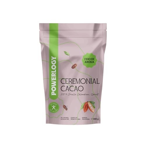 Powerlogy Zeremonieller Kakao | 100% Reiner Criollo Fino de Aroma Kakao Zuckerfrei Reich an Antioxidantien & Kakaobutter (300 g)