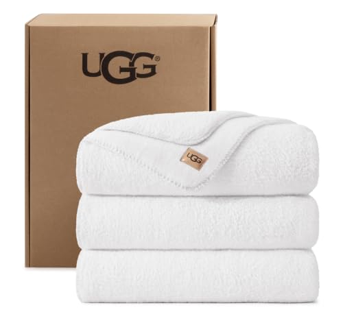 Image of UGG Whitecap King Blanket, Plush Fleece, 110 inch x 90 inch, White