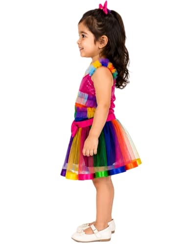 Image of BookMyCostume Girls Fancy Dress & Costume Collection - Mermaid Outfits Set & Rainbow Sequin Dresses - Princess, Kids Birthday, School Annual Day & Role-Play Costumes for Girls