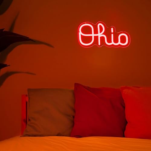 Image of Mutank Ohio Neon Signs for Wall Decor, USB Powered Dimmable Ohio State LED Neon Light, for Home Room Decor Sports Fans Team Wall Decor Club Store Party Man Cave Gifts(12.5 * 6.2 In)