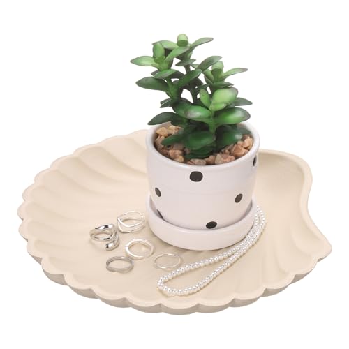 Bandeja decorativa de madera uxcell en forma de concha para centro de mesa de cafe 2