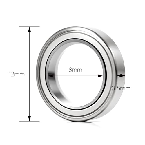 Jyvex 12 Stück MR128ZZ Kugellager 8 mm x 12 mm x 3,5 mm Doppelt Geschützte Rillenkugellager, Lager für DIY, Drehbänke, Motoren, 3D-Drucker, Fräsmaschinen, verschiedene mechanische Geräte, Etc