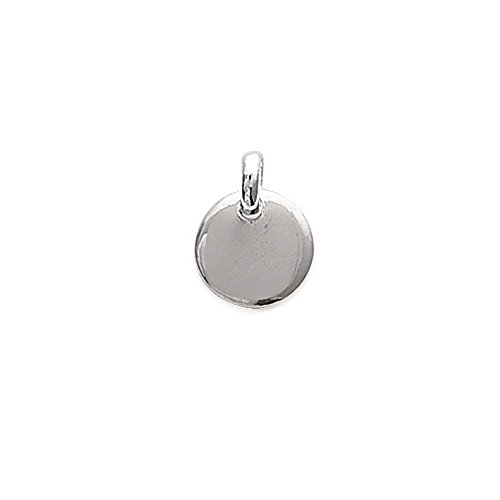 Pendentif argent 925 rhodié anti-noircissement, médaille ronde 10 mm