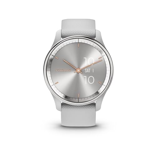 Garmin vívomove Trend, 40mm Stylish Hybrid Smartwatch with Health and Fitness functions, Dynamic Watch Hands, Touchscreen Display and up to 5 days battery life, Mist Grey