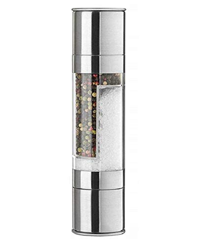 Trendegic Stainless Steel Glass Body Salt and Pepper Grinder Hand Spice Mill with Grinding Mixer Burr Mill for Kitchen Tool (Siliver)-image-3