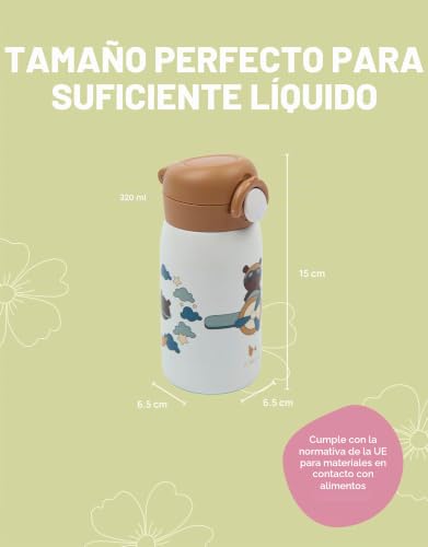 Miniatura 9 de Fabelab Cantimplora Para Niños De 320 Ml Botellas Infantiles Con Diseño De Planeta Botella De Acero Inoxidable Sin Bpa Botella Escolar A Prueba De Fugas Botella De Agua Para Niños