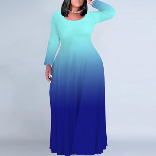 Image of PinkPatty Women's Plus Size Long Sleeve Maxi Dresses T Shirt Boho Sundress Fall Dress with Pockets
