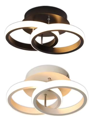 Luminária Lustre de Led Plafon Pendentes Redondo Preto, Branco 32cm Led 3 em 1 Bivolt (Preto)