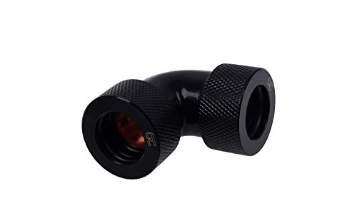 Alphacool 17298 HT 16mm HardTube Anschraubtülle 90° L-Verbinder für Plexi- Messingrohre - gerändelt, Schwarz (Deep Black)
