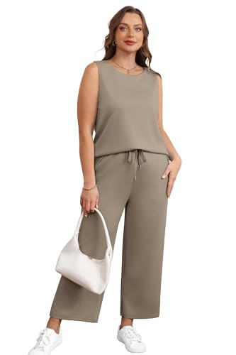 Image of SAMPEEL Two Piece Sets for Women Summer Outfits Beach Vacation Clothes Wide Leg Crop Pants