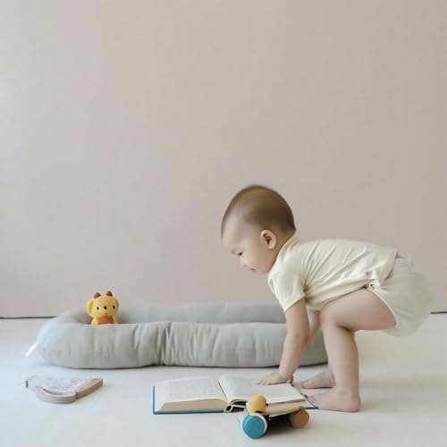 Image of Infant Support Cushion - Baby Support Cushion for Newborn, 0-24 Months, Portable Tummy Time Mat for Home and Travel, Soft Cotton, Supervised Use, Baby Essentials Gift, Blue(1 Cushion + 1 Cover)