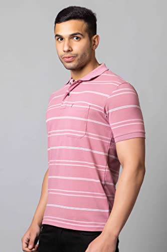 Image of PRORIDERS Half Sleeve 100% Pure Cotton Fabric Collared Regular Fit Men's Polo Striper Tshirt with Pocket for Casual wear