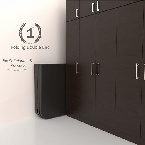 Image of Honey Touch Nova Folding Double Size Bed with Ortho Tri Layer Mattress | No Assembly Required | Foldable Bed for Sleeping /Guests /Rented Apartments /Bedroom(4x6.25ft, Black)