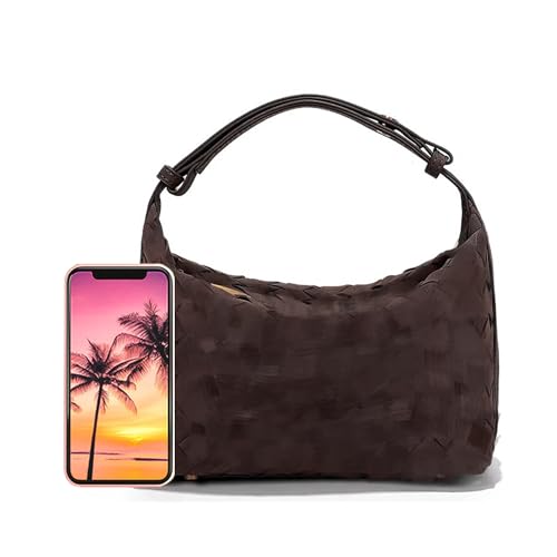 Luxurious Suede Slouch Hobo Bag for Women Woven Leather Shoulder