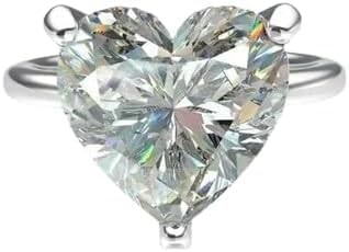 PURVIKA JEWELS 4Ct Heart Cut Lab Created Diamond Solitaire Engagement Ring, 14k White Gold Finish