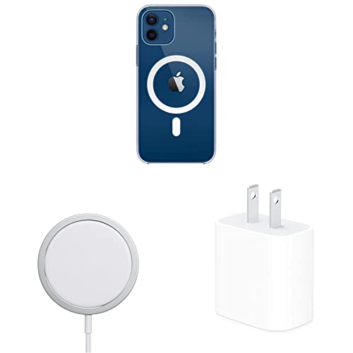Apple iPhone 12 and iPhone 12 Pro Clear Case & MagSafe Charger - Wireless Charger with Fast Charging Capability, Type C Wall Charger & 20W USB-C Power Adapter