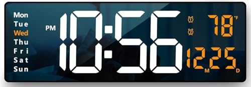 Image of Digital Alarm Clock Wall /Table - 16.2 Inch Large LED Display with Date & Week, Remote Control, Big Wall Clock for Bedroom, Living Room, Office (Font Colour May Vary)