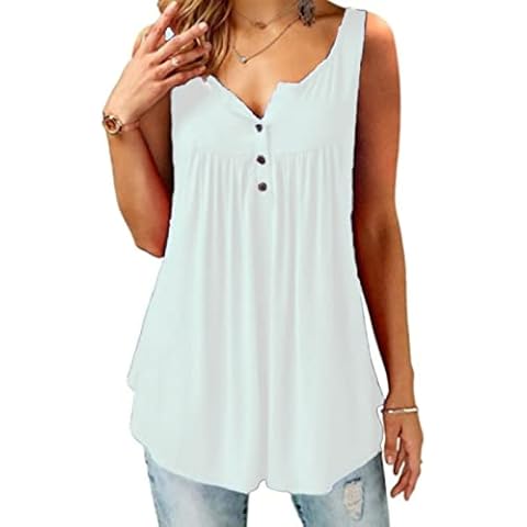 Womens Summer Tops, Dressy Casual Button Sleeveless Tank Tops Cover