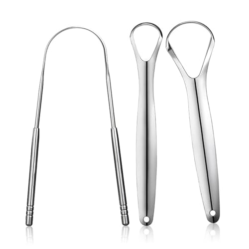 liuchanghe 3 Pieces Limpiador de Lengua, Raspador de Lengua de Acero Inoxidable, para Limpiador de Cuidado Oral