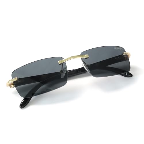 Diamond's Roar Slim Fashion Rimless Sunglasses for Women Men Retro 80s 90s UV400 Frameless Shades Trendy Elite Eyewear