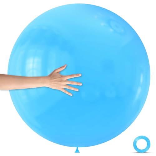 Image of 5Pcs Light Blue Balloons 36 Inch, Round Large Latex Party Balloons for Birthday Wedding Decorations