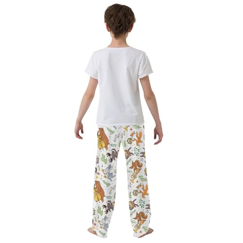 Bear Hedgehog Love Music Boys Long Pants Soft Trousers Elastic Waist Kids Lounge Bottoms with Pockets S-XL3