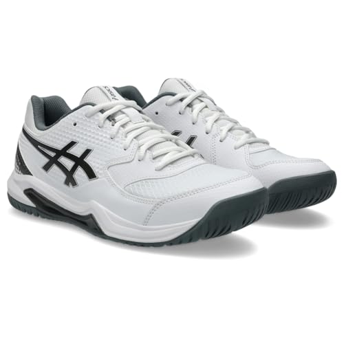 ASICS Men's Gel-Dedicate 8 Pickleball Shoes, 9.5, White/Gunmetal