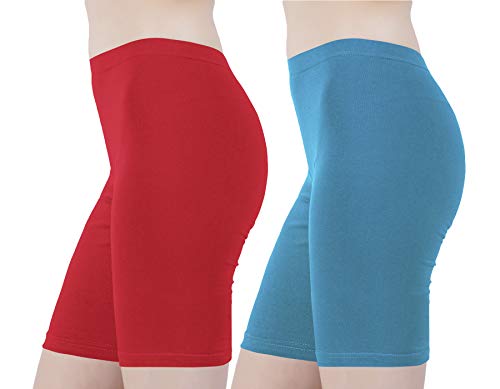 Image of Buy That Trendz Cotton Lycra Tight Fit Stretchable Cycling Shorts Womens | Shorties for Active wear /Exercise /Workout /Yoga /Gym /Cycle /Running Red Grey Combo Pack of 2