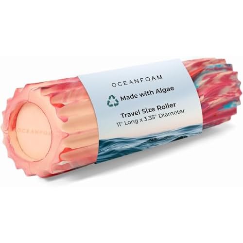 Oceanfoam Ripple Roller – Muscle Massage Foam Roller for Back Pain & Stretching – Ergonomic Wave Textured – Yoga, Athletics, & Wellness – Compact, Travel Size, 11″ x 3.35″ – Cotton Candy