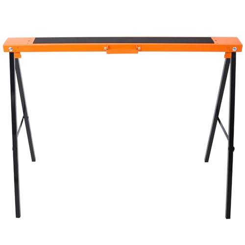 Yone jx je Saw Horses 2 Pack, Folding Portable Work Horse with Fast Open Legs, Convenient Handle, Heavy Duty Steel Sawhorse for Garage, Workshop, Fully Assembled (Orange) - Thumbnail 3