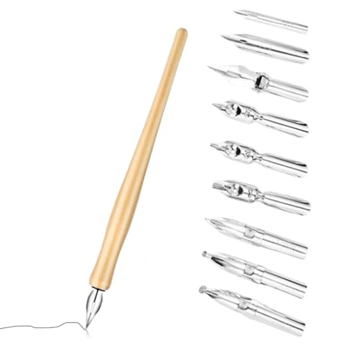 QOWIJEX Juego de Puntas de caligrafía, Puntas de Caligrafía, Puntas de Manga, Juego de Puntas de Caligrafía con 1 Portalápices y 9 Puntas para Principiantes y Artistas, Bocetos, Dibujo de Manga