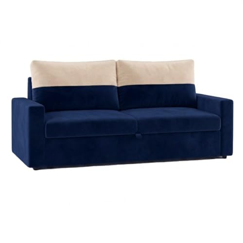 Image of SOCOZI Enrique 2 Seater Sofa Cum Bed | Soft Velvet Suede Fabric | Modern Convertible Design | Plush Comfort Seating for Living Room (Dark Blue)