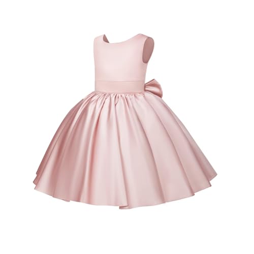 Short Satin Flower Girl Dresses for Wedding Princess Pageant Dress with Bow First Communion Dresses for Girls3