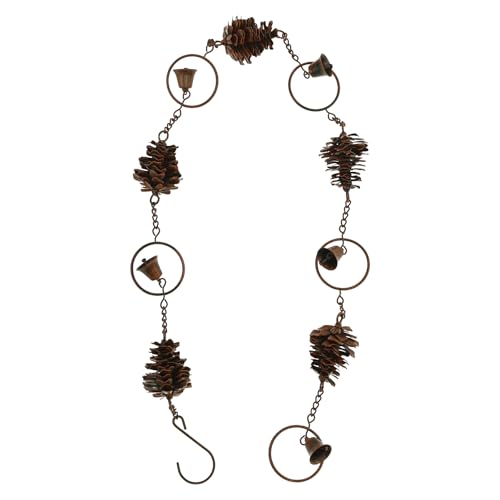 3.5 Feet Pinecone Shaped Rain Chain Metal Rain Chain Gutter Rain Chain Downpipe Hanging Chime with Bells Decorative Bells for Garden Gutter for Gutter Drainage Home Outside Decor
