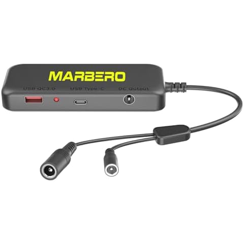 MARBERO Solar Panel Connector Power Hub with 2 DC Input Ports (DC35135/DC5521) 3 Output Ports (USB QC 18W/USB C PD 20W/DC 36W) Outlet Extender for iPhones, Laptops and Protable Power Stations Cover