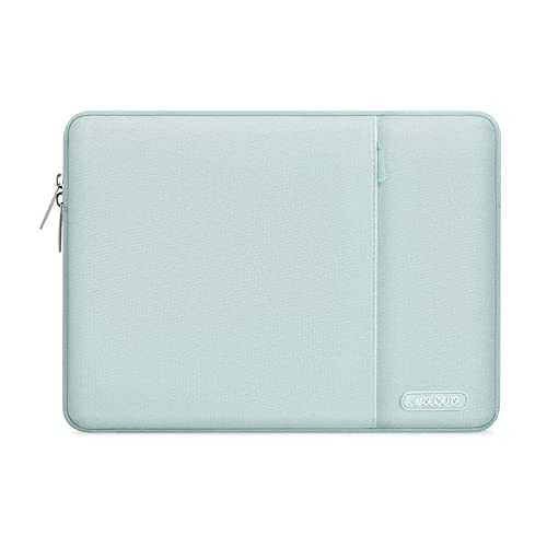 Image of MOSISO Laptop Case 13.3 inch, 13-13.3 inch Laptop Sleeve Compatible with MacBook Air /Pro 13 /Pro 14 M5 M4 M3 M2 M1, HP Dell ASUS Lenovo,Polyester Vertical Computer Sleeve Bag with Pocket, Mint Green