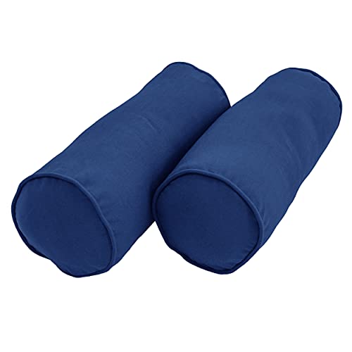 Blazing Needles Double-Corded Solid Twill Bolster Pillows with Inserts (Set of 2), 20" x 8", Royal Blue
