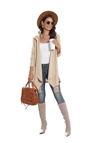 Image of VIISHOW Womens Lightweight Casual Hoodie Cardigans Open Front Waffle Knit Long Sleeve Outwear Coat with Pockets