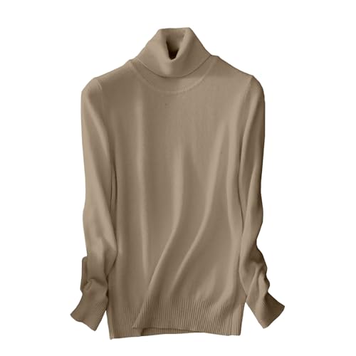 Women's Turtleneck Sweater Chunky Long Sleeve Knitted Pullover High Low Hem Trendy Fall Winter Basic Jumper Top2