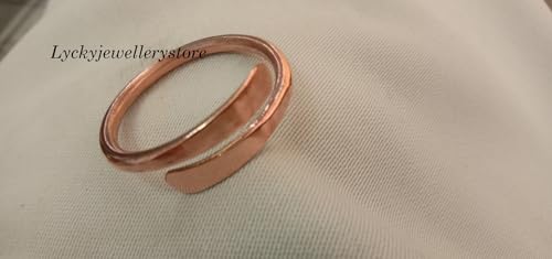 100% Pure Copper Wrap ring, Meditation Handmade Solid Copper Band for Men and Women Stackable Arthritis Adjustable rings,4