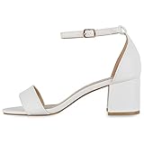  Giralin Klassische Damen Sandaletten Basic Wildleder-Optik Sommer Schuhe Blockabsatz Riemchensandaletten Absatzschuhe 610108 Weiss PU 41
