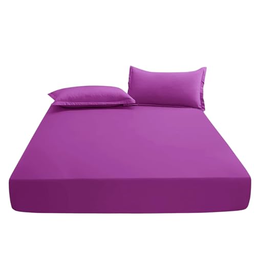 Ev Dekor Fitted Sheet King, Lilac, Deep Pocket Bedsheet 10inch (25 cm), Soft Brushed Microfiber Fabric