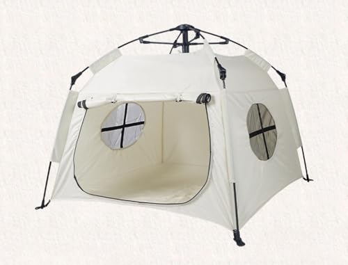 fancyflyペットテント 大型犬用 ワンタッチポップアップ式 折りたたみ簡易 防水・通気・日除け 携帯可能 室内外兼用 キャンプ・登山・防災用 犬猫小屋 (白色)