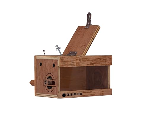Image of CRIBFACTORY African Lovebird Nesting Box | Bird Breeding Box 10x6x6 | Wooden Cage Nest | Glass Window Without Slider | Safe Non-Toxic | Easy to Mount | Aviary Nesting Box