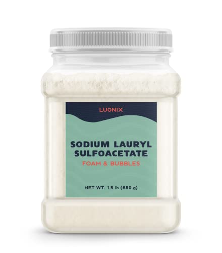 Luonix Sodium Lauryl Sulfoacetate (SLSA) 1.5 lb, Foam & Bubbles, Gentle on Skin