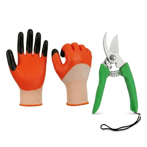 Image of Divayanshi Gardening Gloves & Plant Cutter Combo | Safety Gloves with Sharp Garden Cutter | Easy Grip, Durable Tools for Cutting, Weeding & Home Gardening